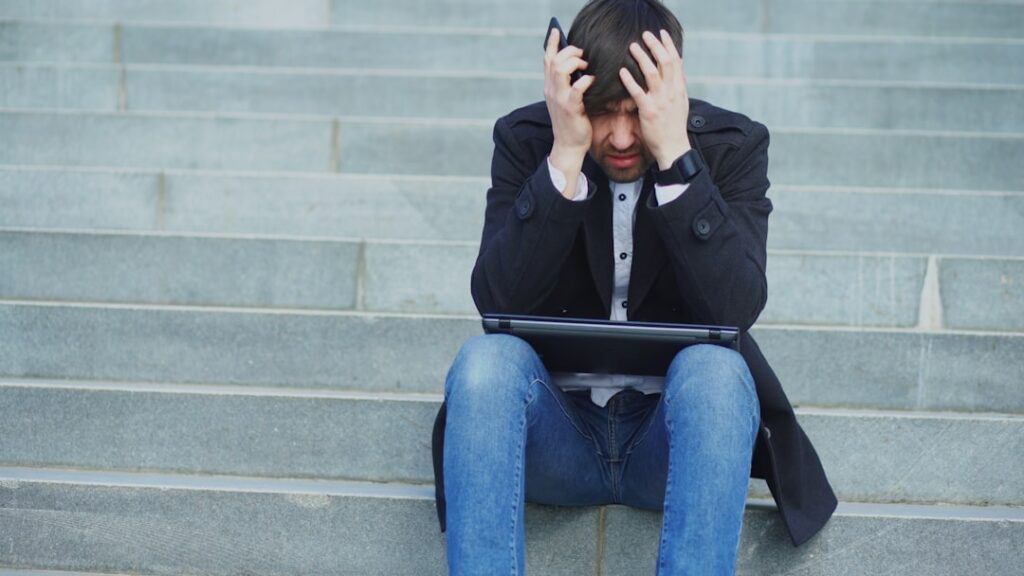 A person with a worried, anxious expression